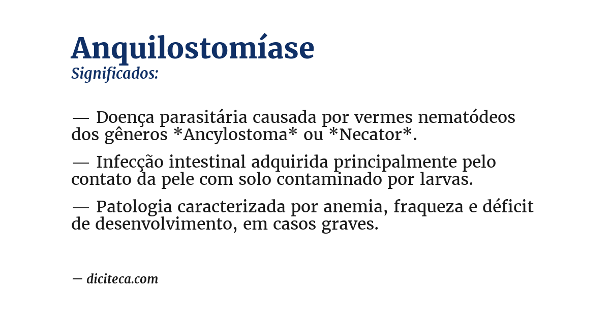 Significado de anquilostomíase