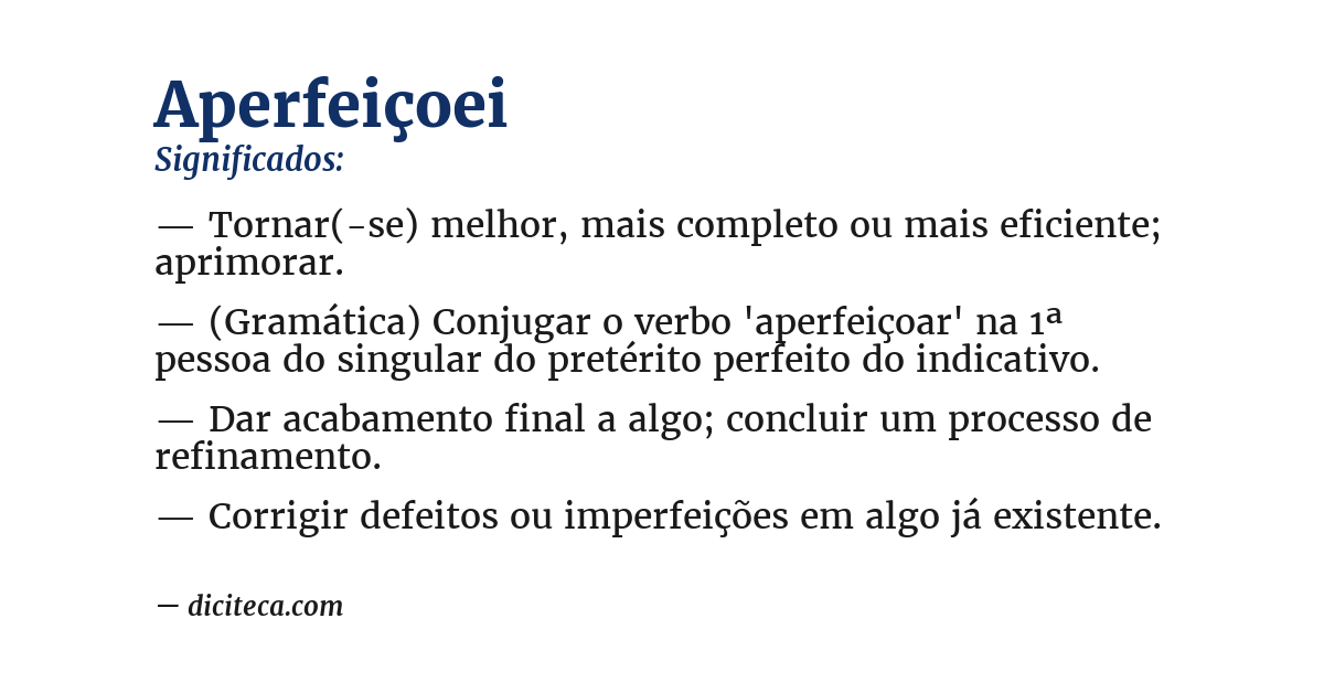 Significado de aperfeiçoei
