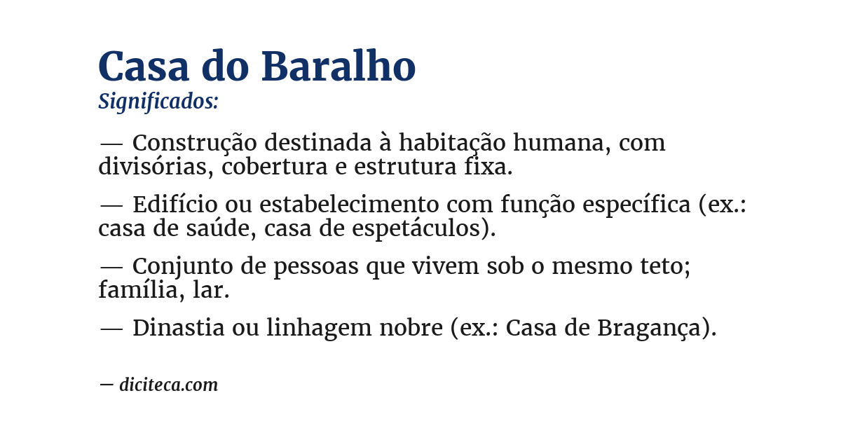 Significado de casa do baralho