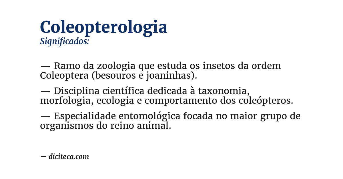 Significado de coleopterologia