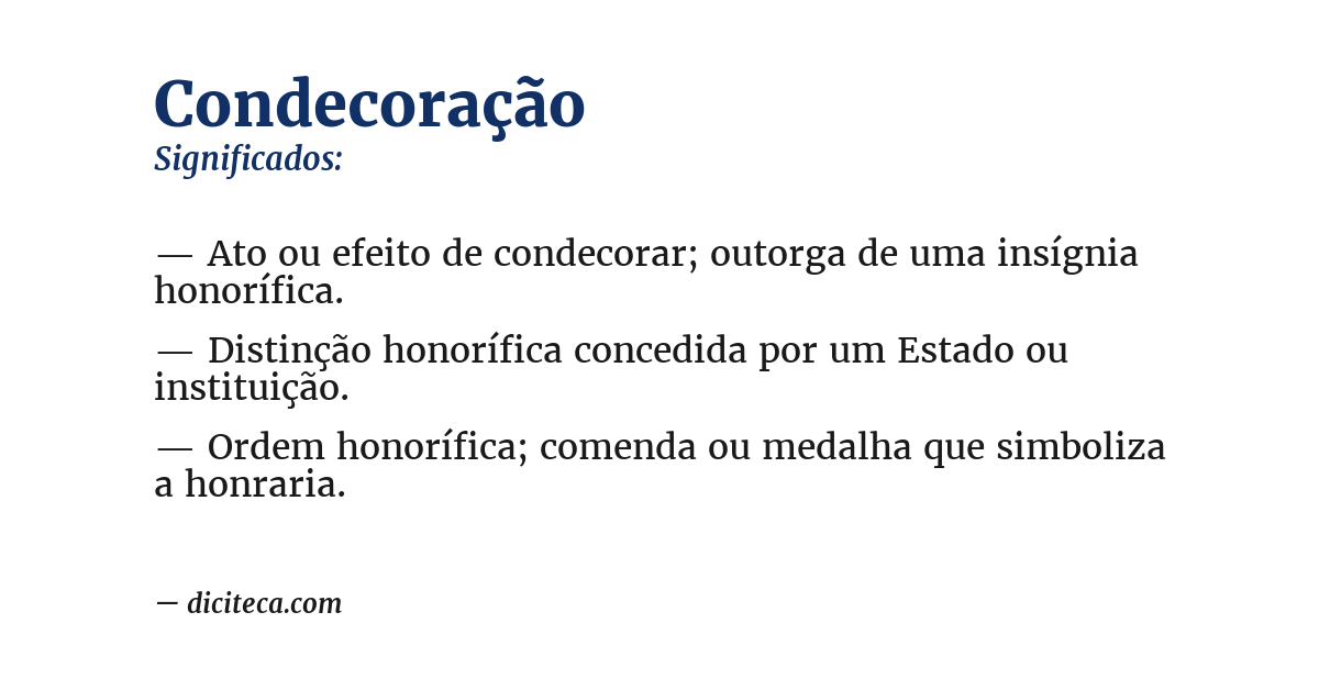 Significado de condecoração