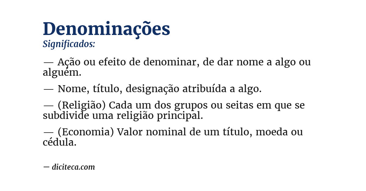 Significado de denominações