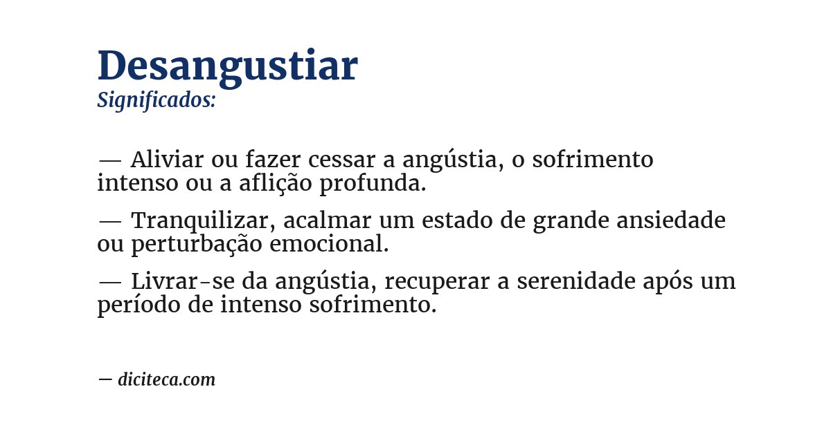 Significado de desangustiar