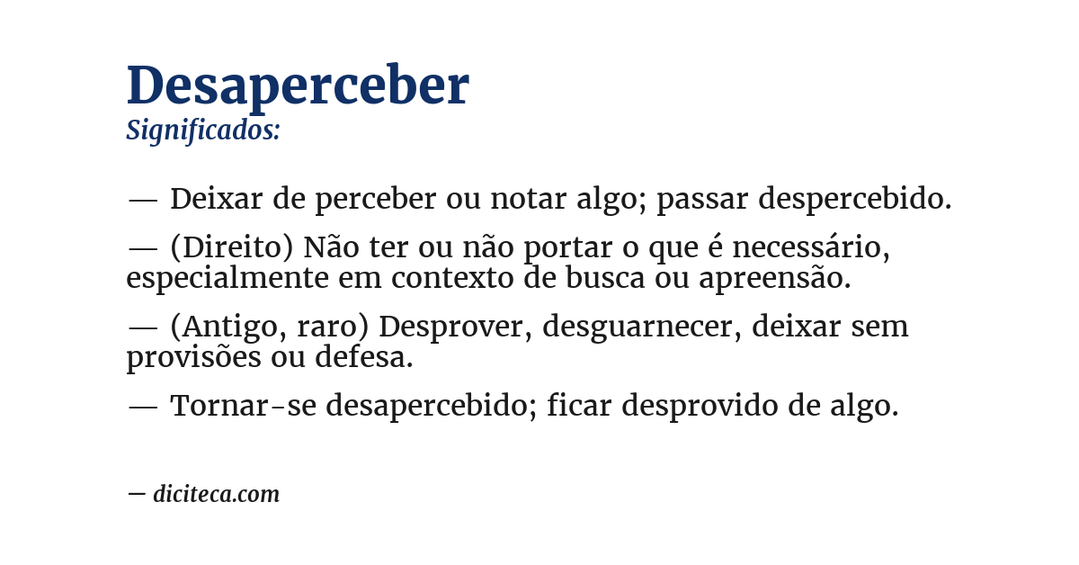 Significado de desaperceber