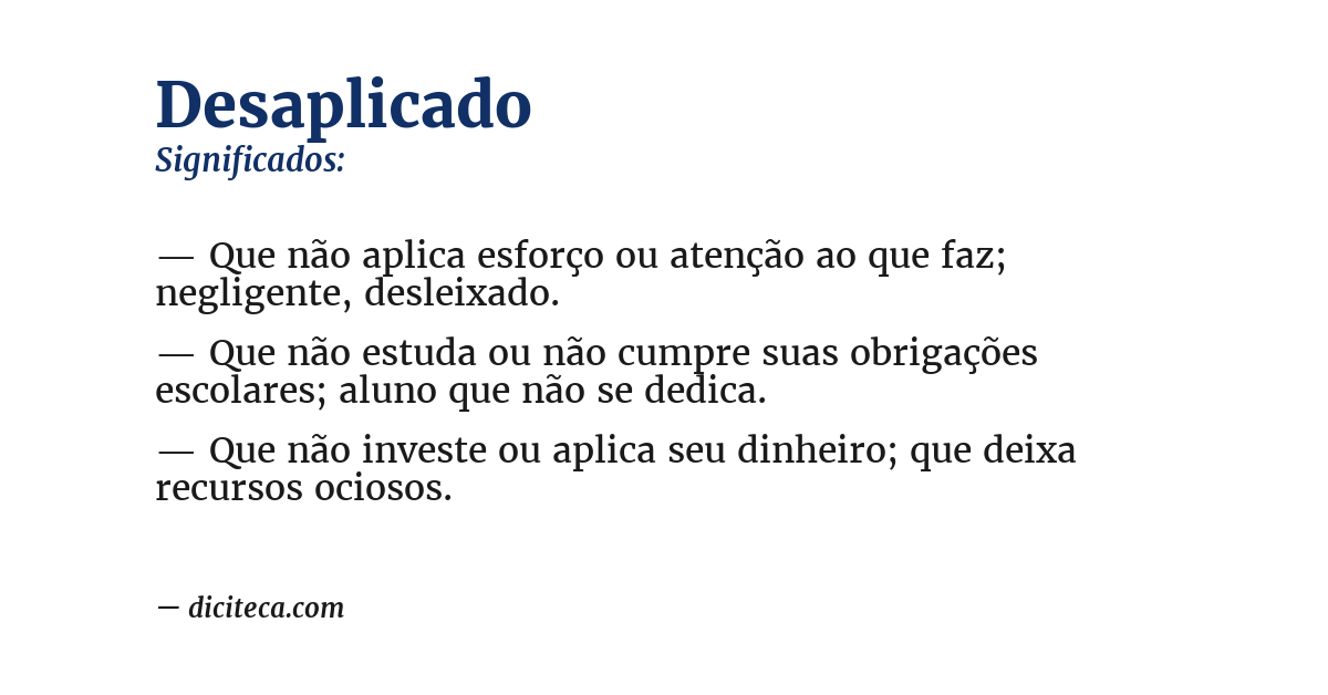 Significado de desaplicado