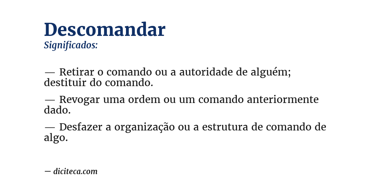 Significado de descomandar