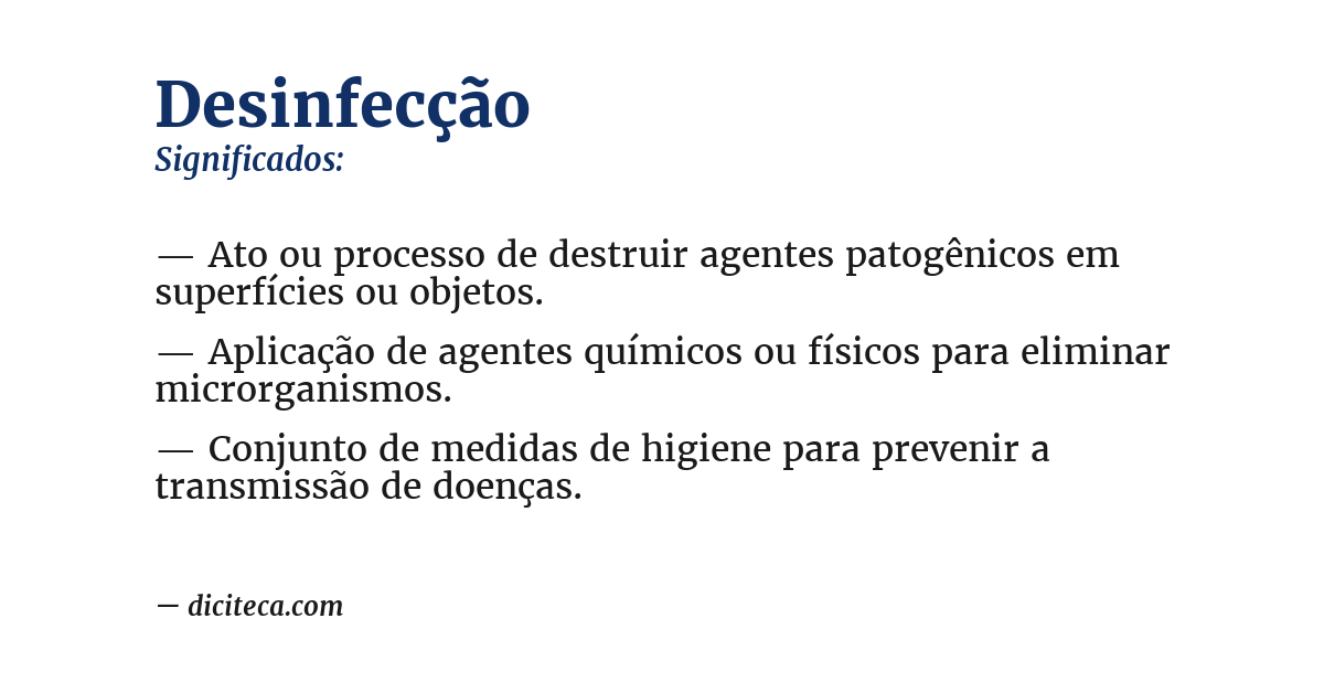 Significado de desinfecção