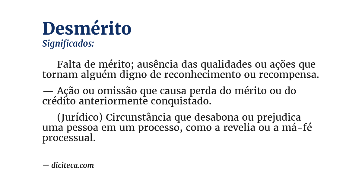 Significado de desmérito
