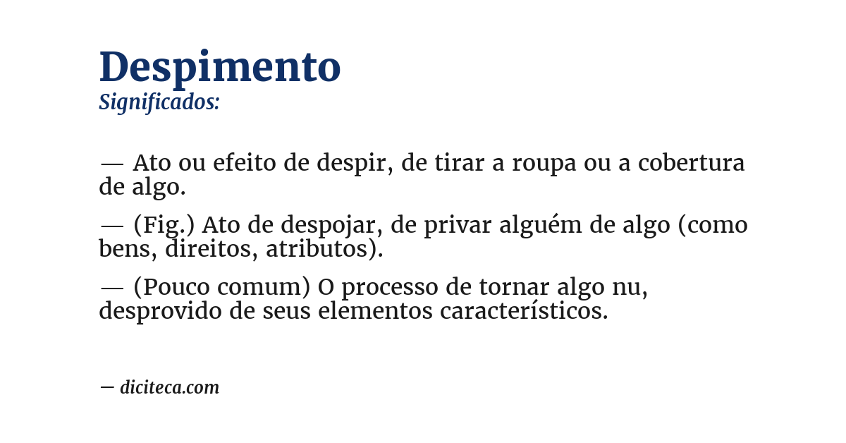Significado de despimento