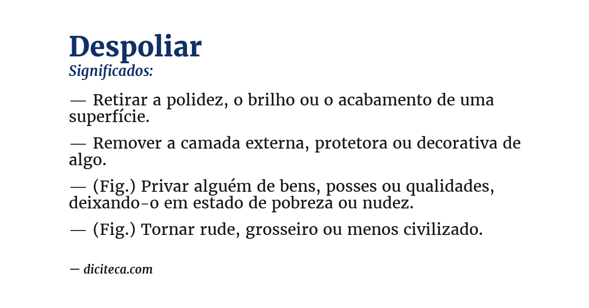 Significado de despoliar