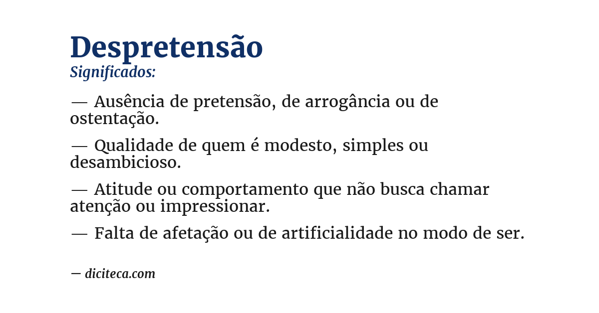Significado de despretensão