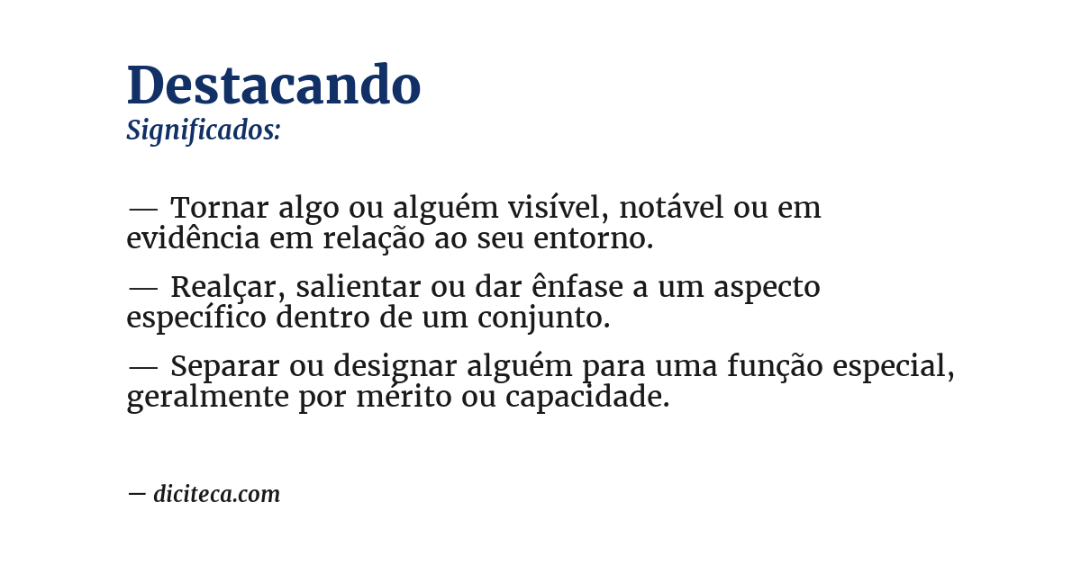 Significado de destacando