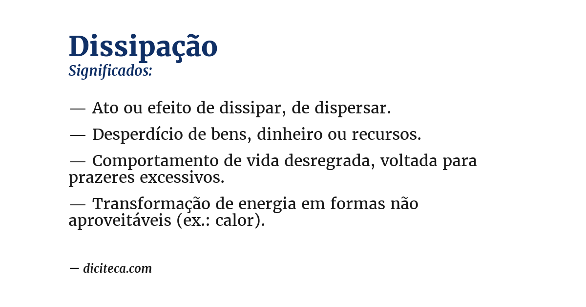 Significado de dissipação