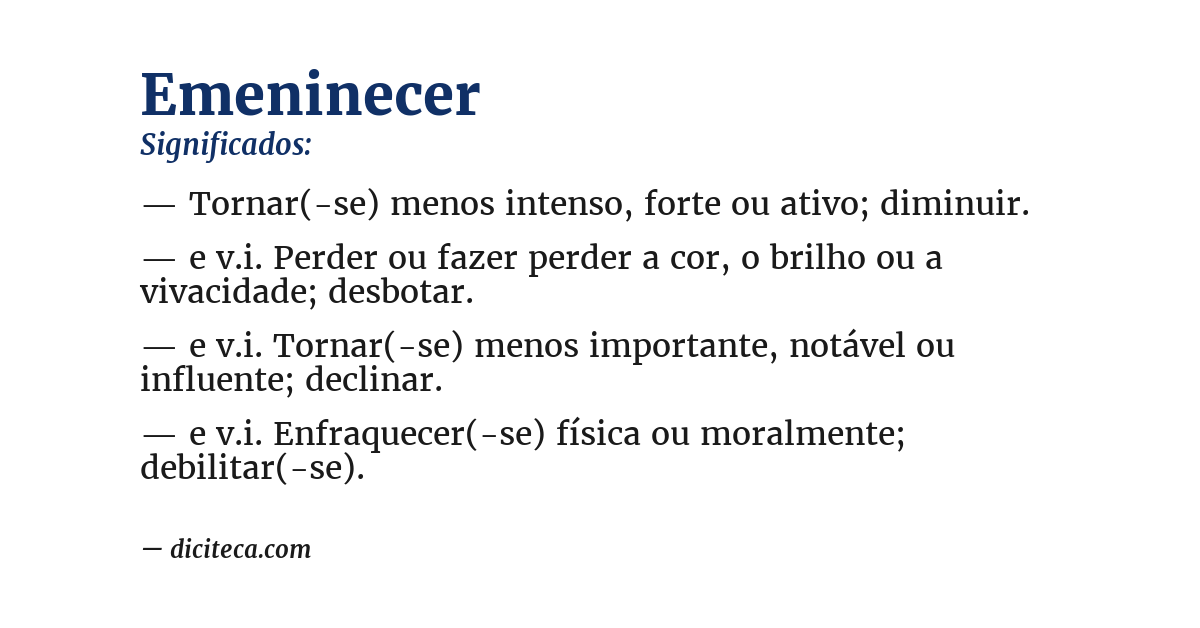 Significado de emeninecer