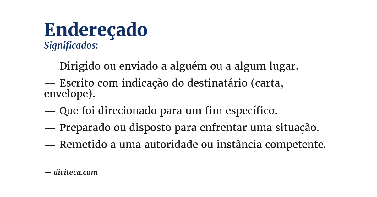 Significado de endereçado