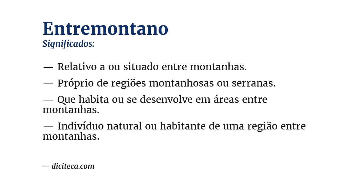 Significado de entremontano
