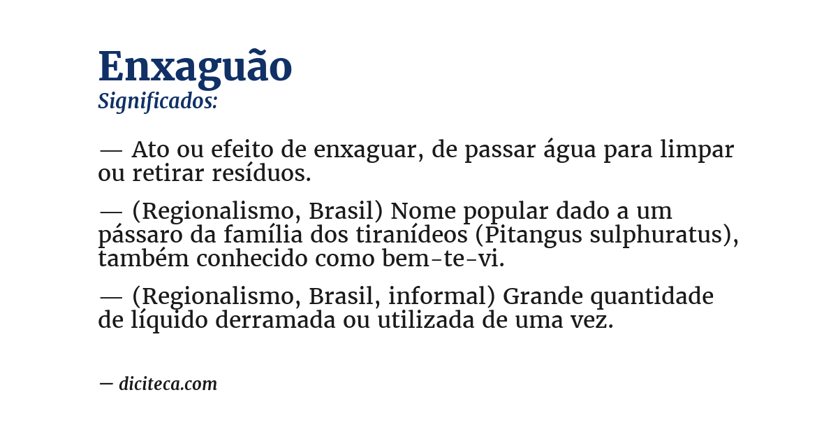 Significado de enxaguão