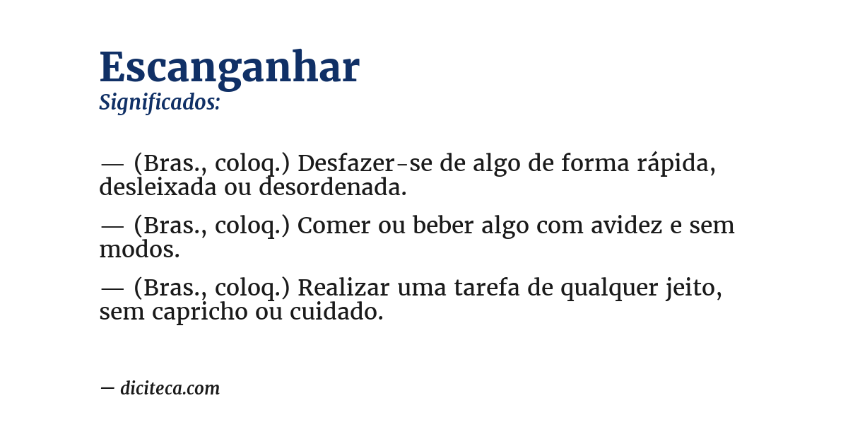 Significado de escanganhar