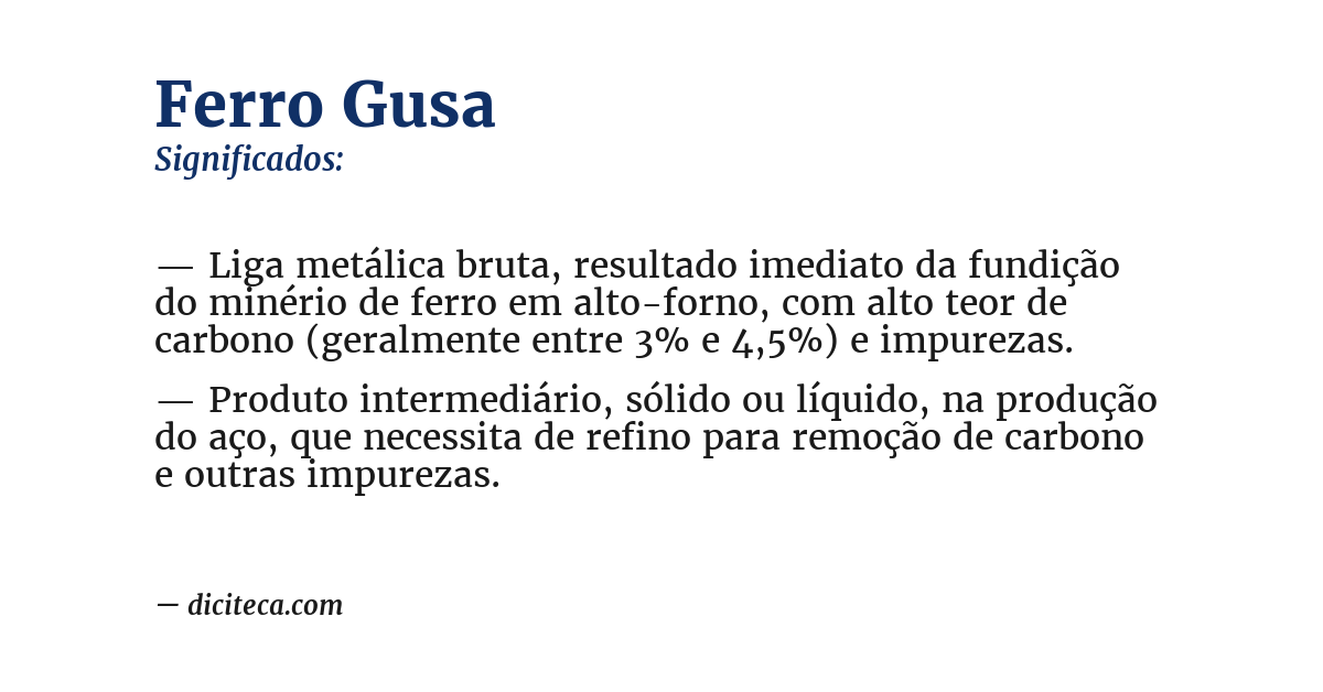 Significado de ferro gusa
