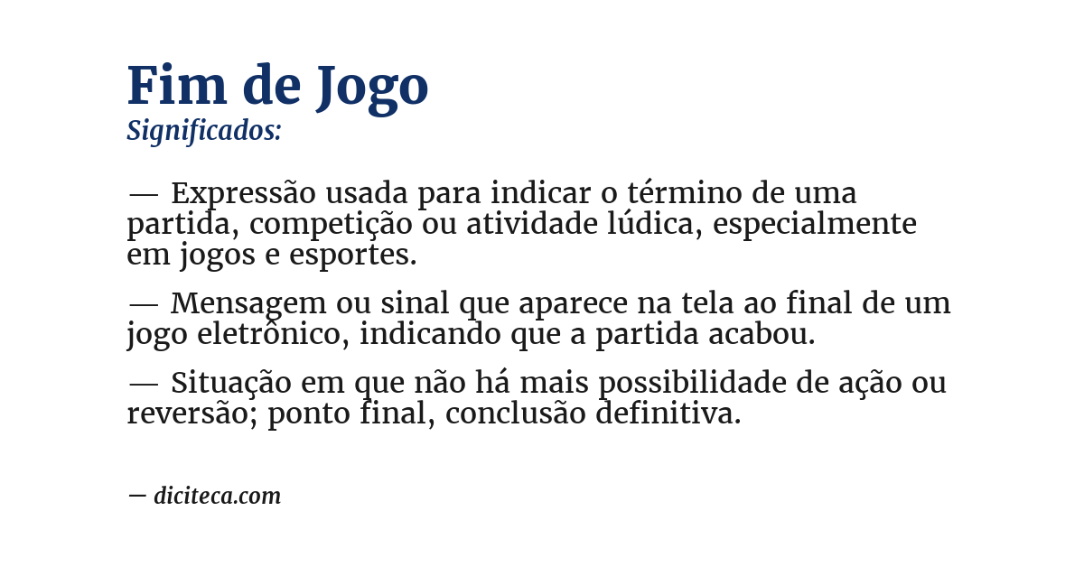 Significado de fim de jogo