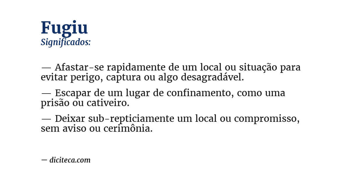 Significado de fugiu