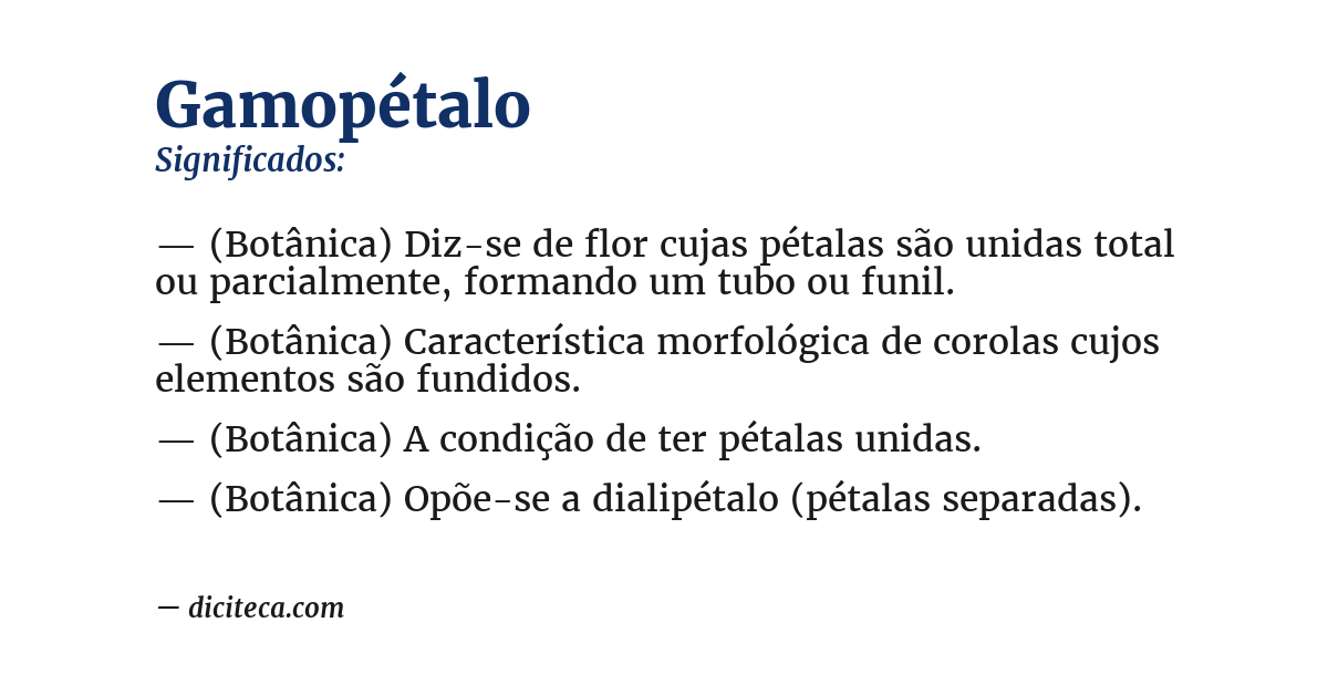 Significado de gamopétalo