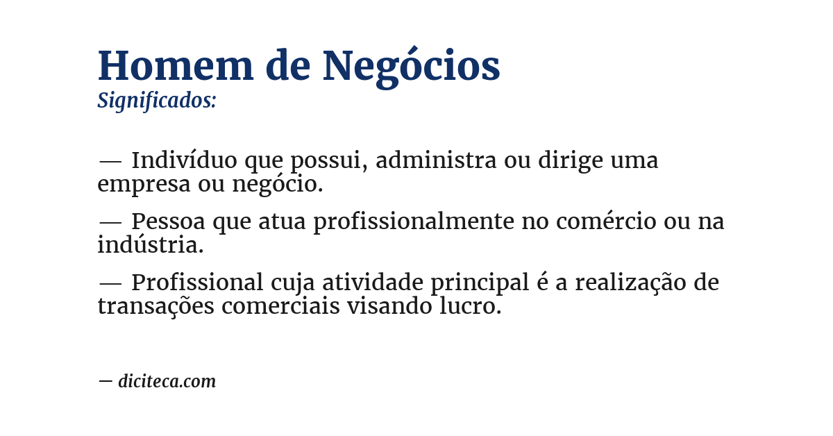 Significado de homem de negócios