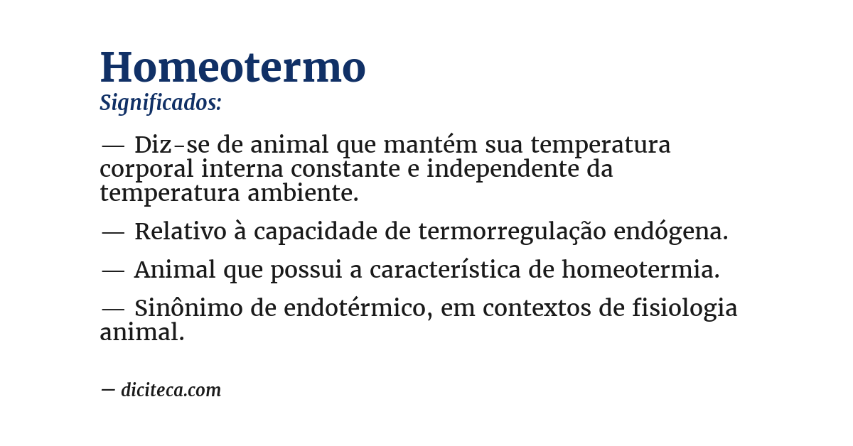 Significado de homeotermo