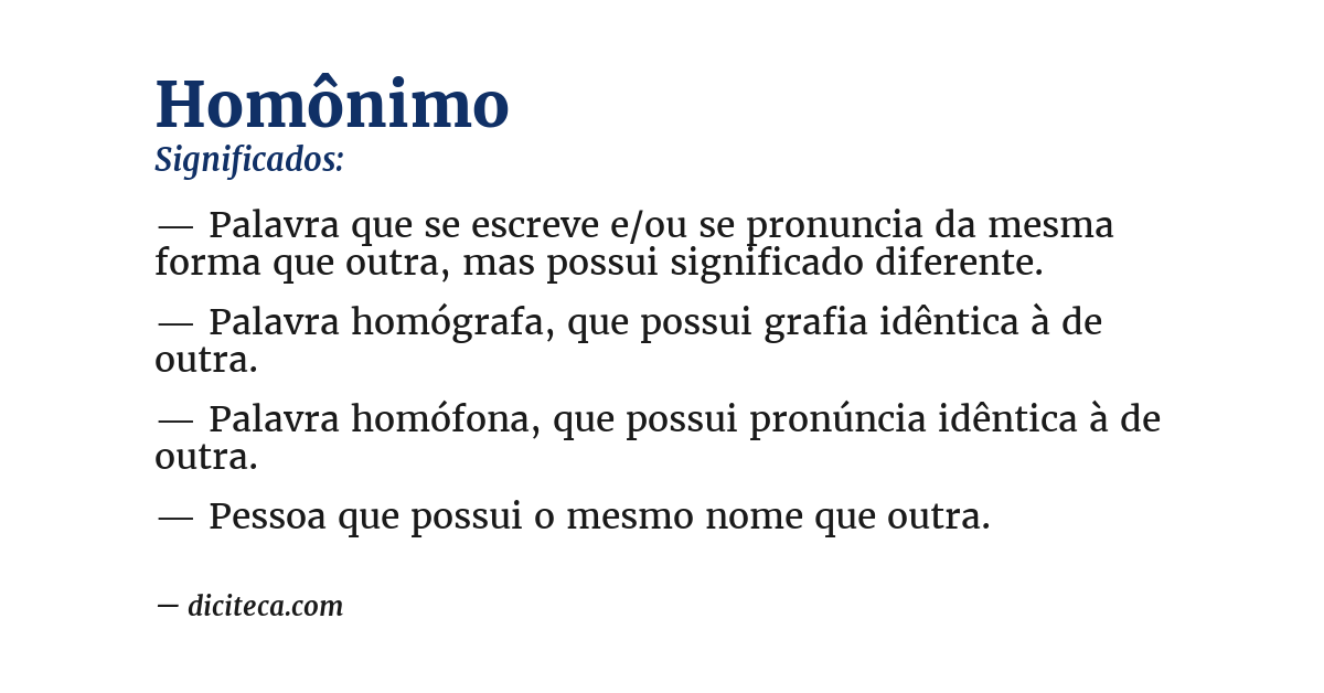 Significado de homônimo