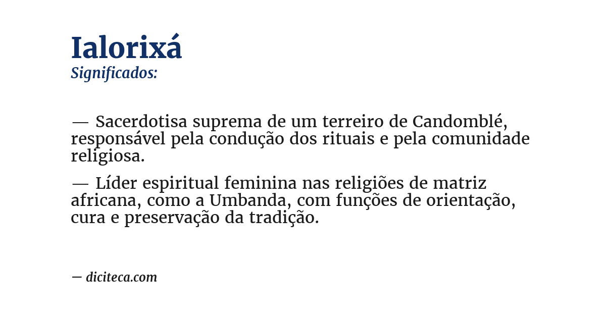 Significado de ialorixá