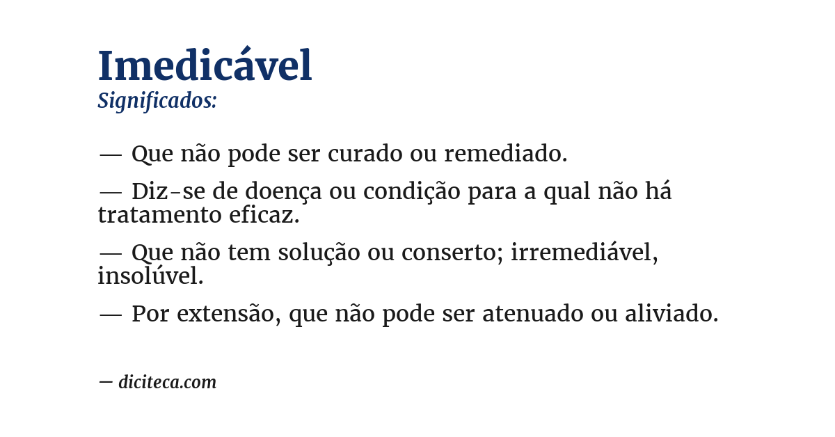 Significado de imedicável