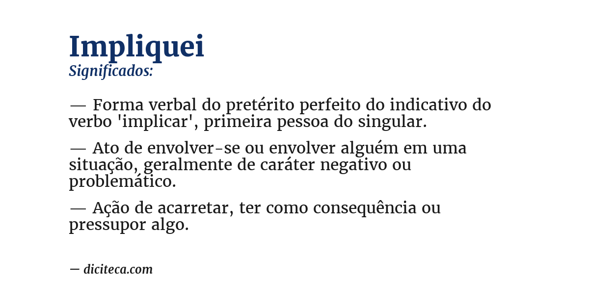 Significado de impliquei