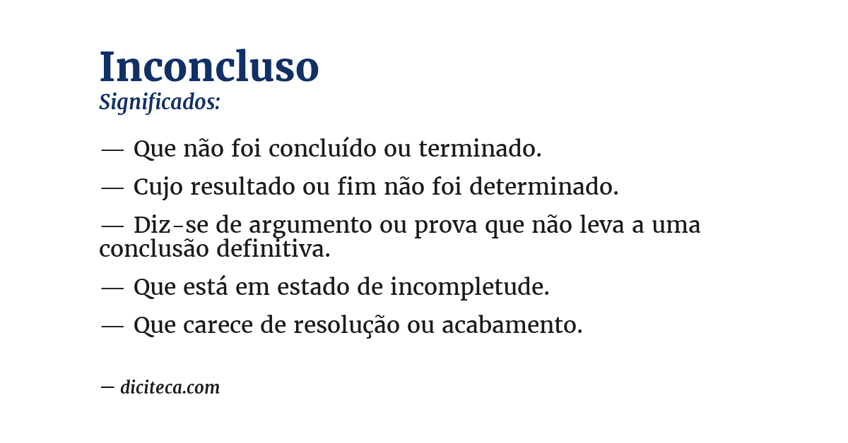 Significado de inconcluso