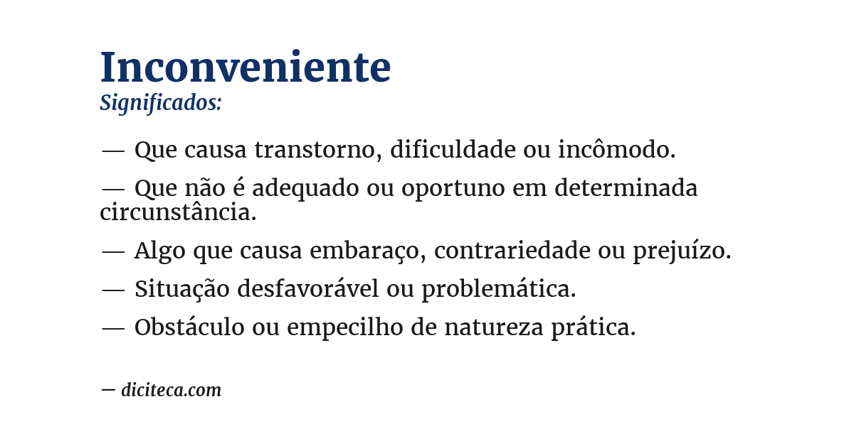 Significado de inconveniente
