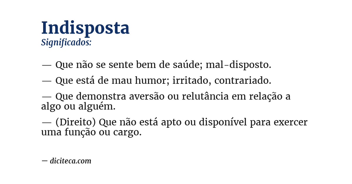 Significado de indisposta