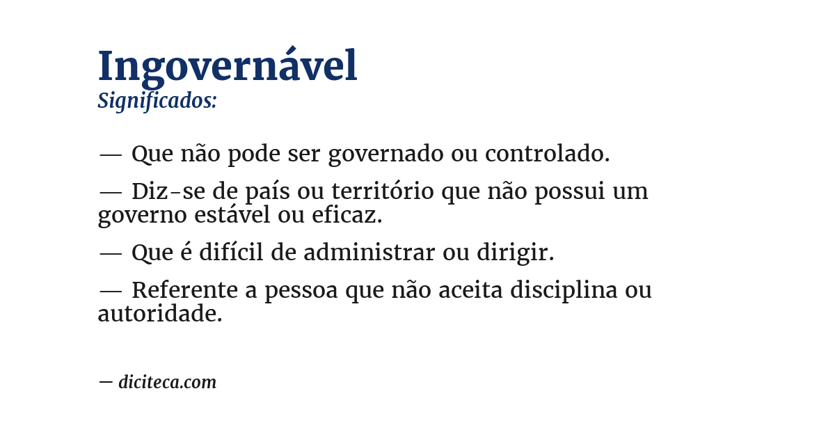 Significado de ingovernável