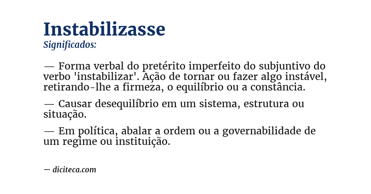 Significado de instabilizasse