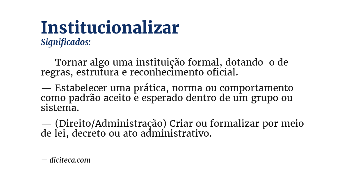 Significado de institucionalizar