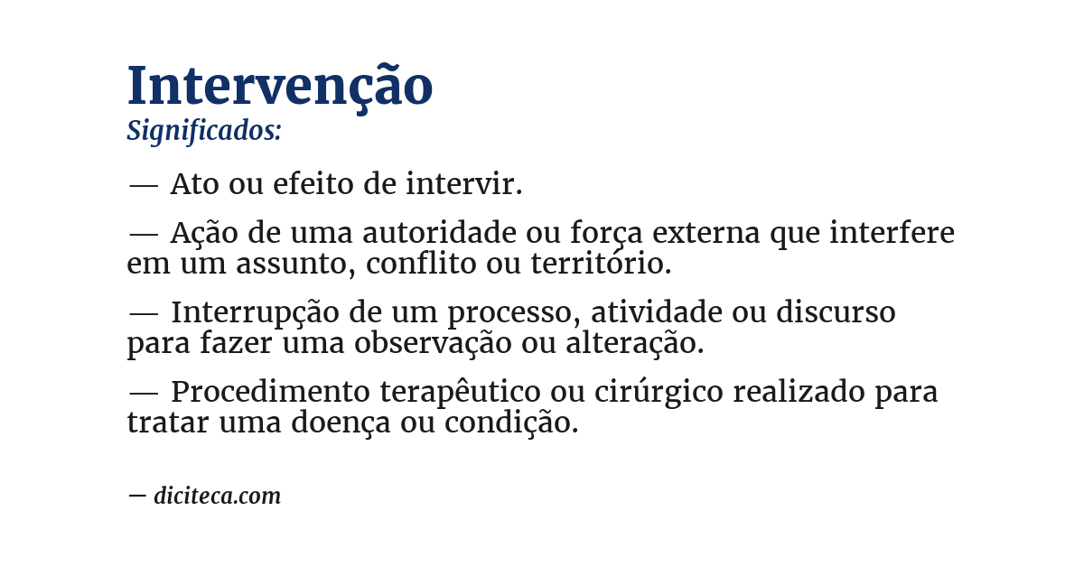 Significado de intervenção