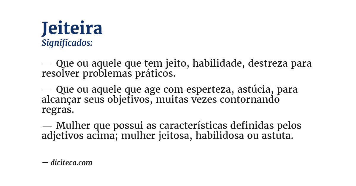 Significado de jeiteira