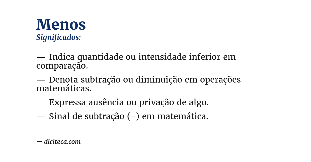 Significado de menos