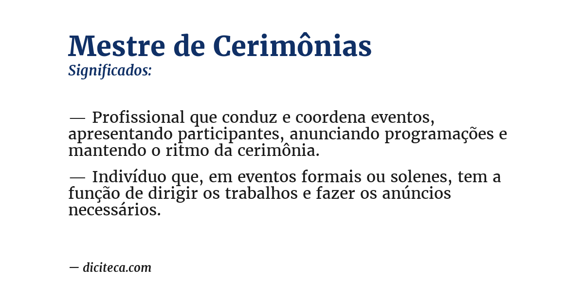 Significado de mestre de cerimônias