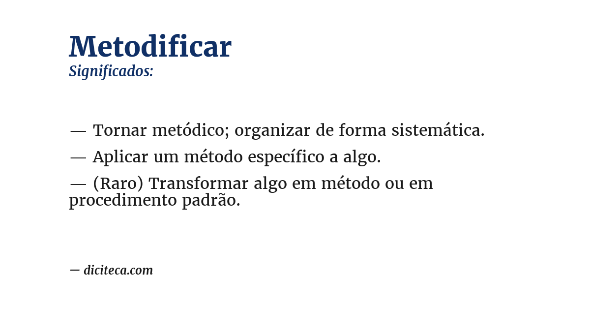 Significado de metodificar