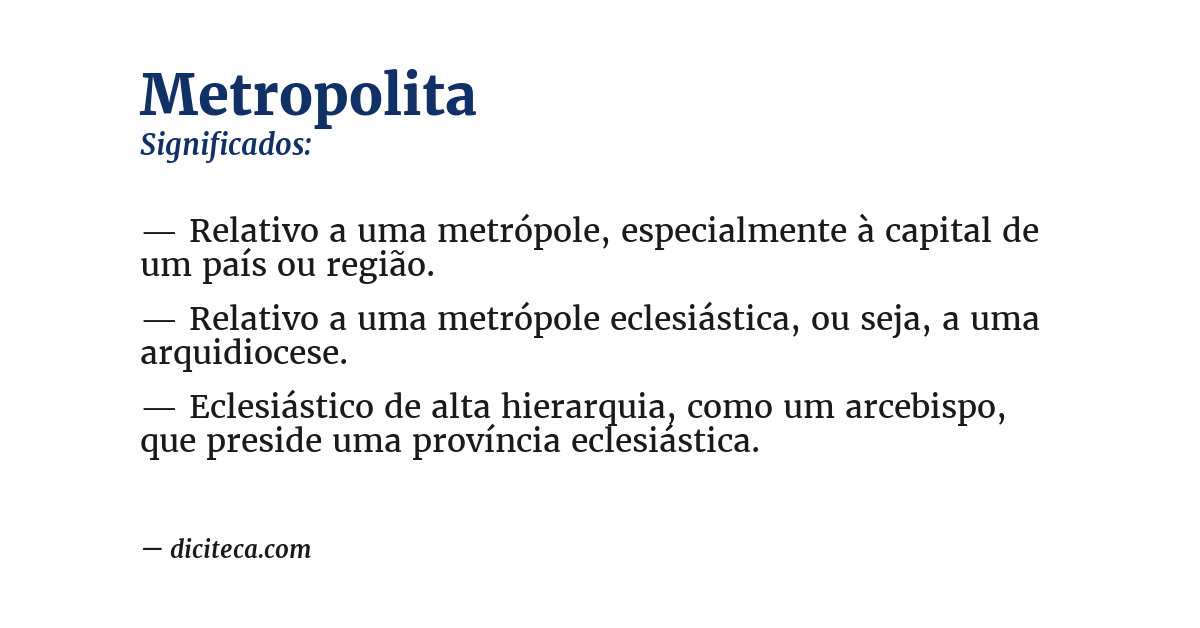 Significado de metropolita