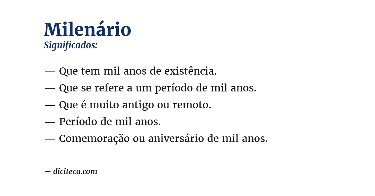 Significado de milenário