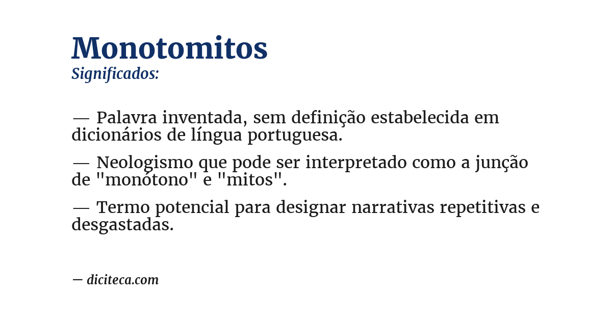 Significado de monotomitos