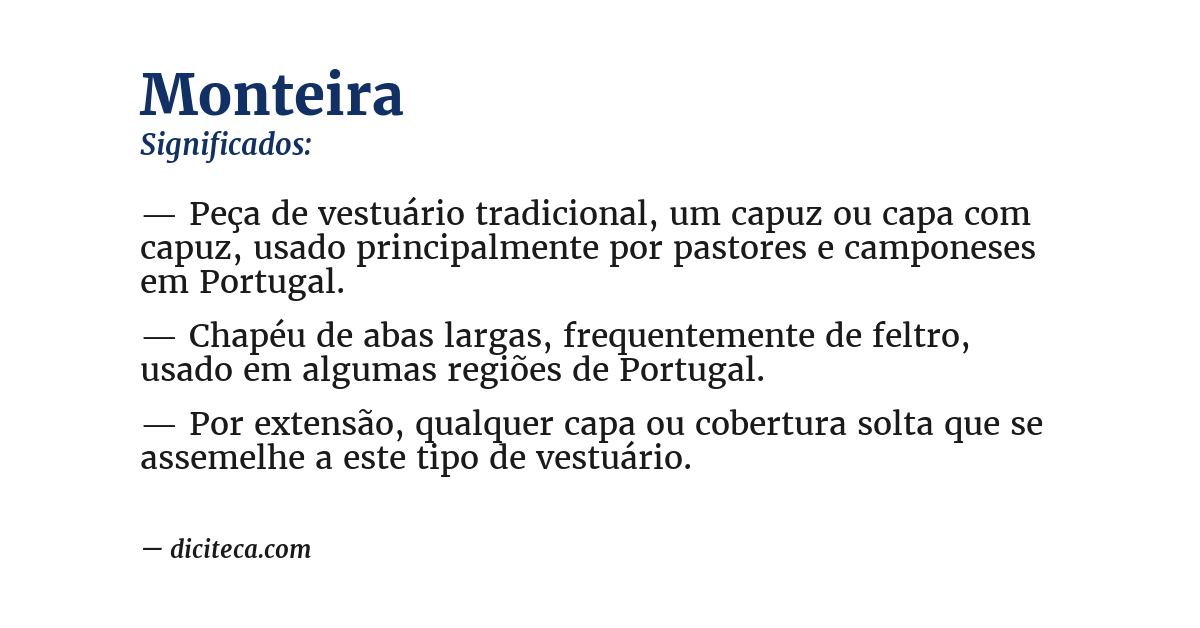 Significado de monteira
