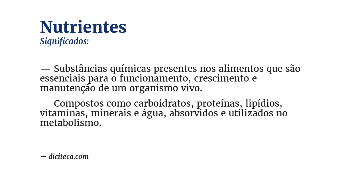 Significado de nutrientes