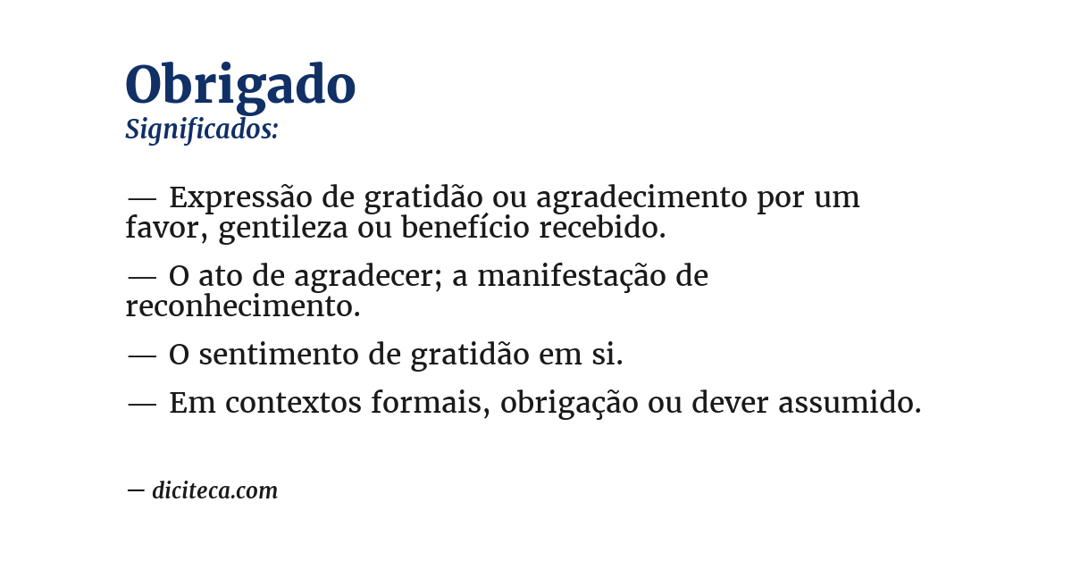 Significado de obrigado