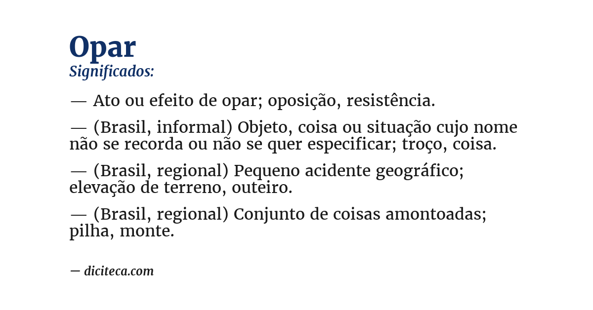 Significado de opar